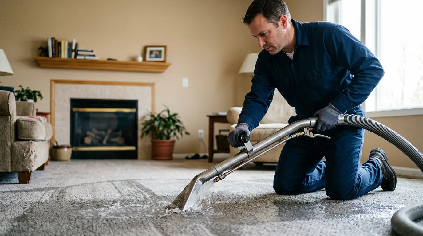 Water damage restoration technician working near Winnebago, WI